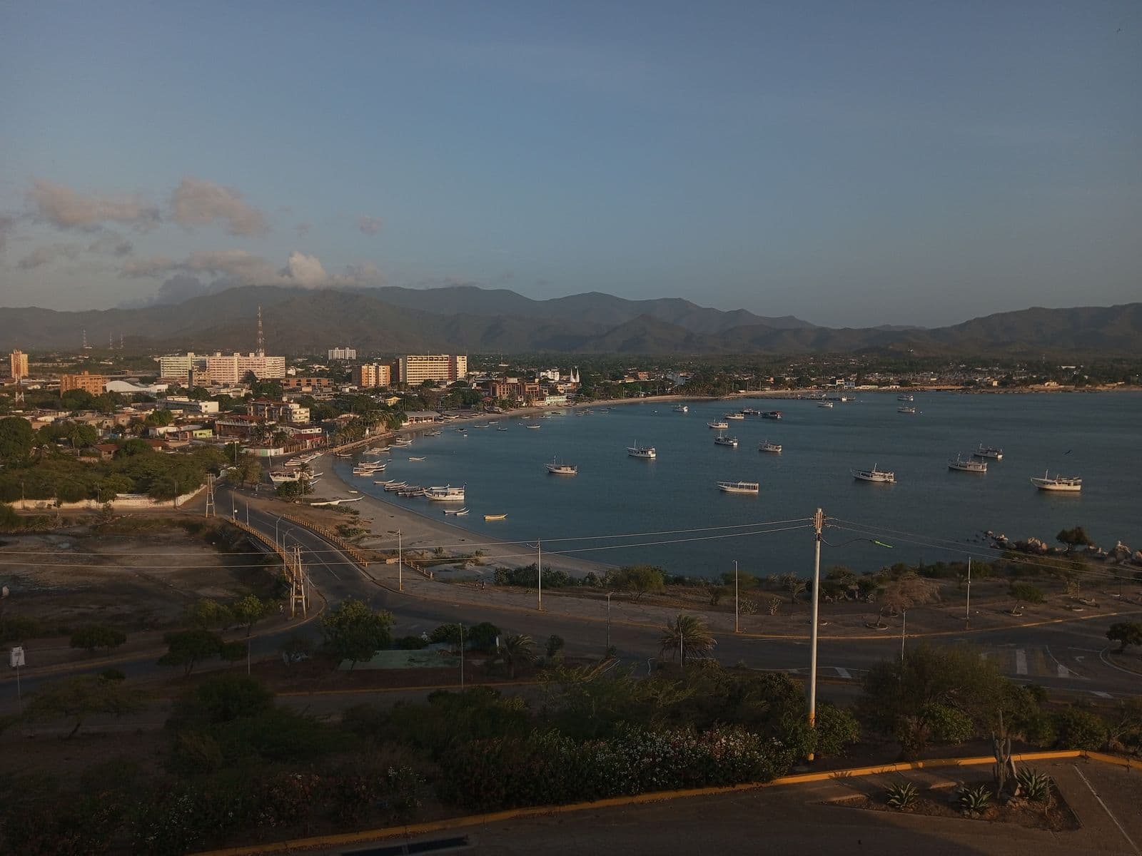 The bay of Juan Griego, on Isla de Margarita, seen from the La Galera fort